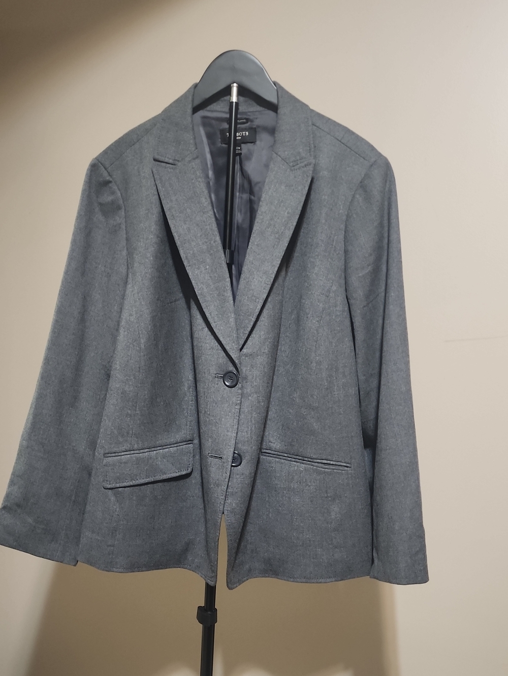 Talbots Gray Two-Button Wool-Blend Blazer